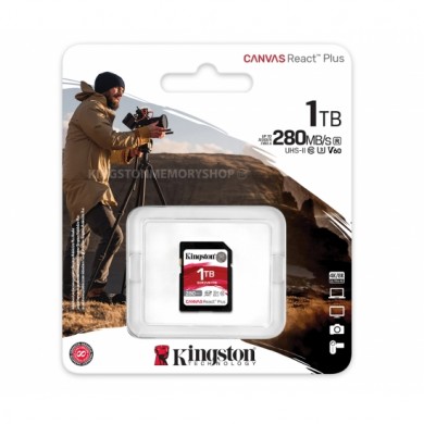 Card de memorie SD 1.0TB V60 Kingston Canvas React Plus, 280MB/s, UHS-II