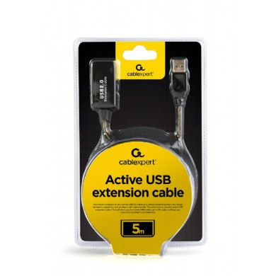 Cablu prelungitor USB 2.0 activ Gembird UAE-01-5M, 5 m, negru