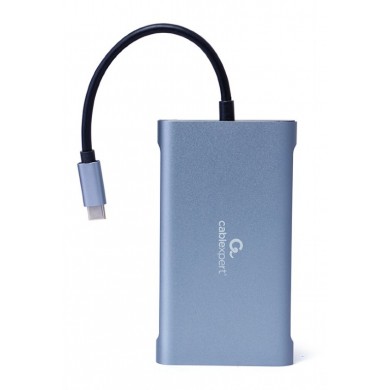 Adaptor Multiport Gembird A-CM-COMBO7-01/ USB-C/ 3xUSB-A/ 1xUSB-C (PD 100W)/ HDMI/ VGA/ miniJack 3.5mm/ SD/ microSD