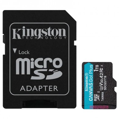 Card de memorie microSD 1TB Kingston Canvas Go! Plus, A2, 170Mbps, + SD adapter