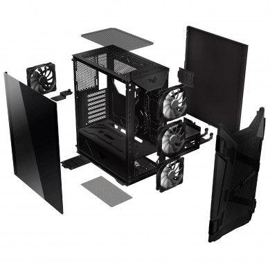 Carcasa ASUS TUF GAMING GT301 / no PSU / 3x120mm ARGB fan+ 1x120mm fan / ATX / Black