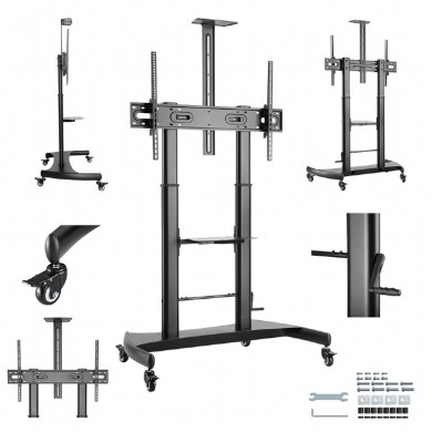 Suport de podea 60” - 100”, Gembird ”TVS-100T-02”, Black Suport de podea 60” - 100”, Gembird ”TVS-100T-02”, Black