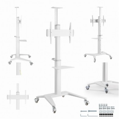 Suport de podea 37” - 70”, Gembird ”TVS-70T-02-W”, White Suport de podea 37” - 70”, Gembird ”TVS-70T-02-W”, White