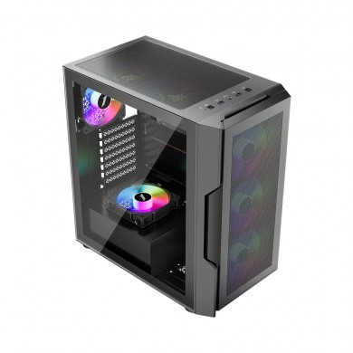 Carcasa Gaming 1STPLAYER T7-P / no PSU / Side-Window / 7x120mm / ATX / Black