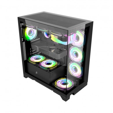 Carcasa Gaming 1STPLAYER Mi8 / no PSU / Side-Window / 7x120mm / ATX / Black
