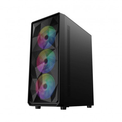 Carcasa Gaming 1STPLAYER FD3 / w/oPSU / Side-Window / 6x120mm / ATX / Black