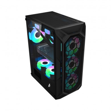 Carcasa 1STPLAYER X6 / no PSU / Side-Window / 6x120mm / ATX / Black