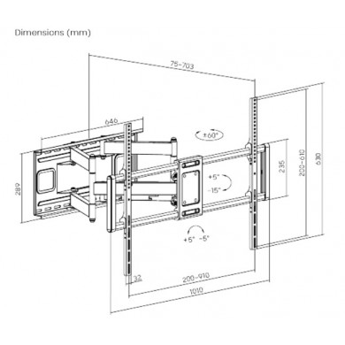 Suport pentru televizor de perete 60-120”, Gembird ”WM-120ST-01”