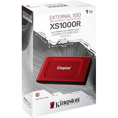 SSD Extern Kingston XS1000 Red, 2TB, USB 3.2 Gen 2