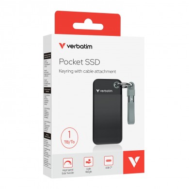 M.2 SSD Extern Verbatim Pocket / 2TB / USB 3.2 Gen 2 / Black/Grey