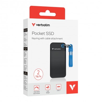 M.2 SSD Extern Verbatim Pocket / 2TB / USB 3.2 Gen 2 / Black/Blue