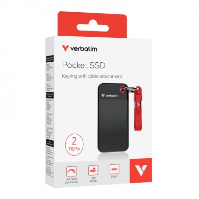 M.2 SSD Extern Verbatim Pocket / 2TB / USB 3.2 Gen 2 / Black/Red