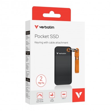 M.2 SSD Extern Verbatim Pocket / 2TB / USB 3.2 Gen 2 / Black/Orange