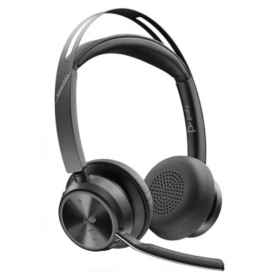 Casti Bluetooth Poly Voyager Focus 2 with charge stand/  Black