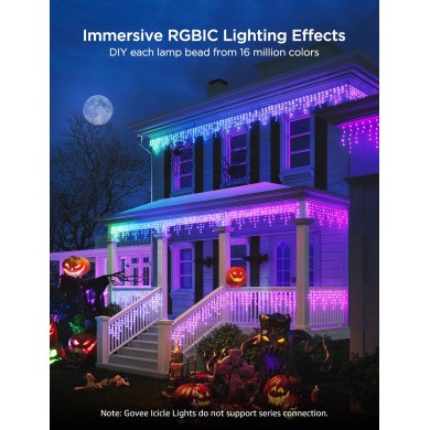 Luminite sub forma de turturi de exterior GOVEE RGBIC Icicle Ligths 10M Luminite sub forma de turturi de exterior GOVEE RGBIC Icicle Ligths 10M