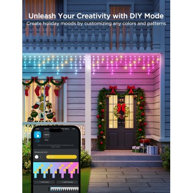 Luminite sub forma de turturi de exterior GOVEE RGBIC Icicle Ligths 10M Luminite sub forma de turturi de exterior GOVEE RGBIC Icicle Ligths 10M