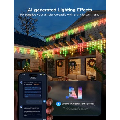 Luminite sub forma de turturi de exterior GOVEE RGBIC Icicle Ligths 10M Luminite sub forma de turturi de exterior GOVEE RGBIC Icicle Ligths 10M