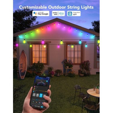 Banda LED de exterior GOVEE RGBIC Smart Outdoor String Lights 15m, 15 Light Bulbs Banda LED de exterior GOVEE RGBIC Smart Outdoor String Lights 15m, 15 Light Bulbs