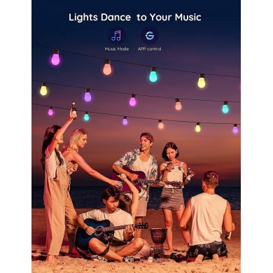 Banda LED de exterior GOVEE RGBIC Smart Outdoor String Lights 15m, 15 Light Bulbs Banda LED de exterior GOVEE RGBIC Smart Outdoor String Lights 15m, 15 Light Bulbs