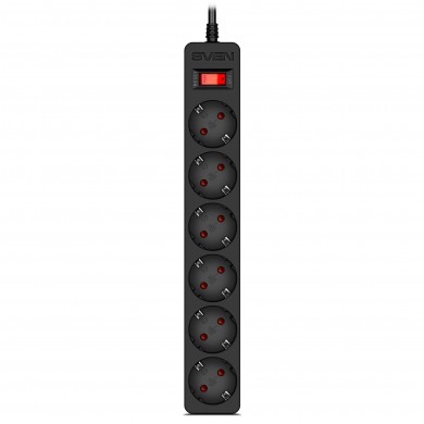 Surge Protector SVEN SF-06E/ 6 Sockets/ 2300W/ 3.0m/ Black