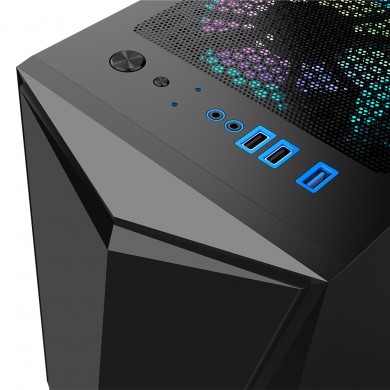 Carcasa 1STPLAYER DK-3 / w/oPSU / Side-Window / 3x120mm / ATX / Black