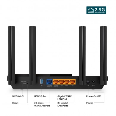 Wi-Fi Router TP-LINK Archer AX55 Pro / AX3000 Dual Band / Wi-Fi6 / Gigabit / 1x1 Gbps WAN/LAN port + 3xGigabit LAN ports + 1xUSB3.0/ 4 external antennas