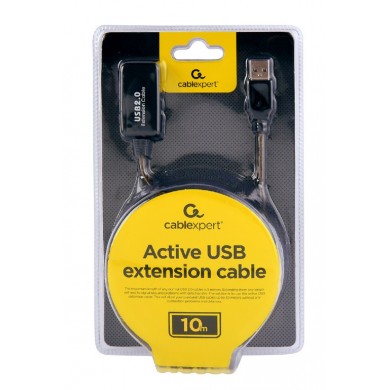 Active USB 2.0 extension cable, 10 m, up to 3 pcs in the cascade are allowed, black (AMAF)