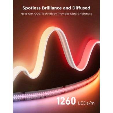 Banda de lumina GOVEE RGBICW COB Strip Light Pro 3m, White Banda de lumina GOVEE RGBICW COB Strip Light Pro 3m, White