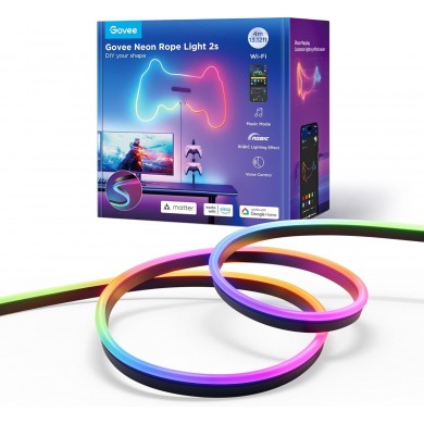 Lumina neon de tip franghie GOVEE Neon Rope Strip Ligth 2s / 4m / Multicolor / Wi-Fi + BT / Black Lumina neon de tip franghie GOVEE Neon Rope Strip Ligth 2s / 4m / Multicolor / Wi-Fi + BT / Black