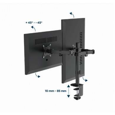 Suport pentru monitor dublu reglabil, montat pe birou, 17”-32” Gembird MA-D2-03