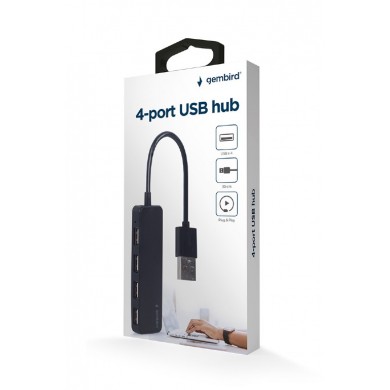 USB Hub Gembird UHB-U2P4-06 / 4 x USB 2.0 / 30 cm cable / black