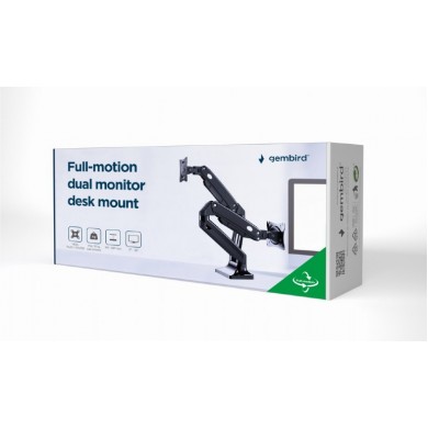 Brat de montare pentru 2 monitoare, cu miscare completa, 17&rdquo;-35&rdquo; Gembird MA-DA2-03