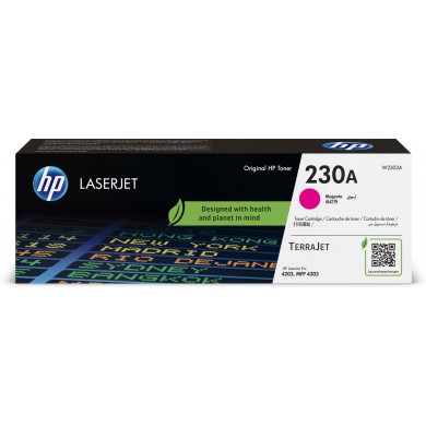 HP 230A Magenta Toner 1,800 pages for  HP Color LaserJet Pro 4203dn, HP Color LaserJet Pro 4203dw, HP LaserJet Pro MFP 4303dw, HP LaserJet Pro MFP 4303fdn, HP LaserJet Pro MFP 4303fdw