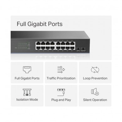 Switch MERCUSYS MS116GS / 16 port / 1000Mb / RJ45 / steel case