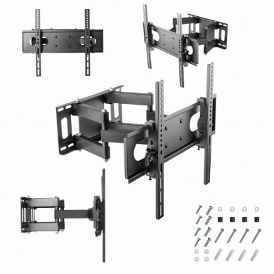 Full-motion TV-Wall Mount for 32 -55”- Gembird ”WM-55ST-04”, allows up to 60 degrees swivel and 20 degrees tilting, max. 35 kg, Distance to wall: 78 - 400 mm, max. VESA 400 x 400, Black