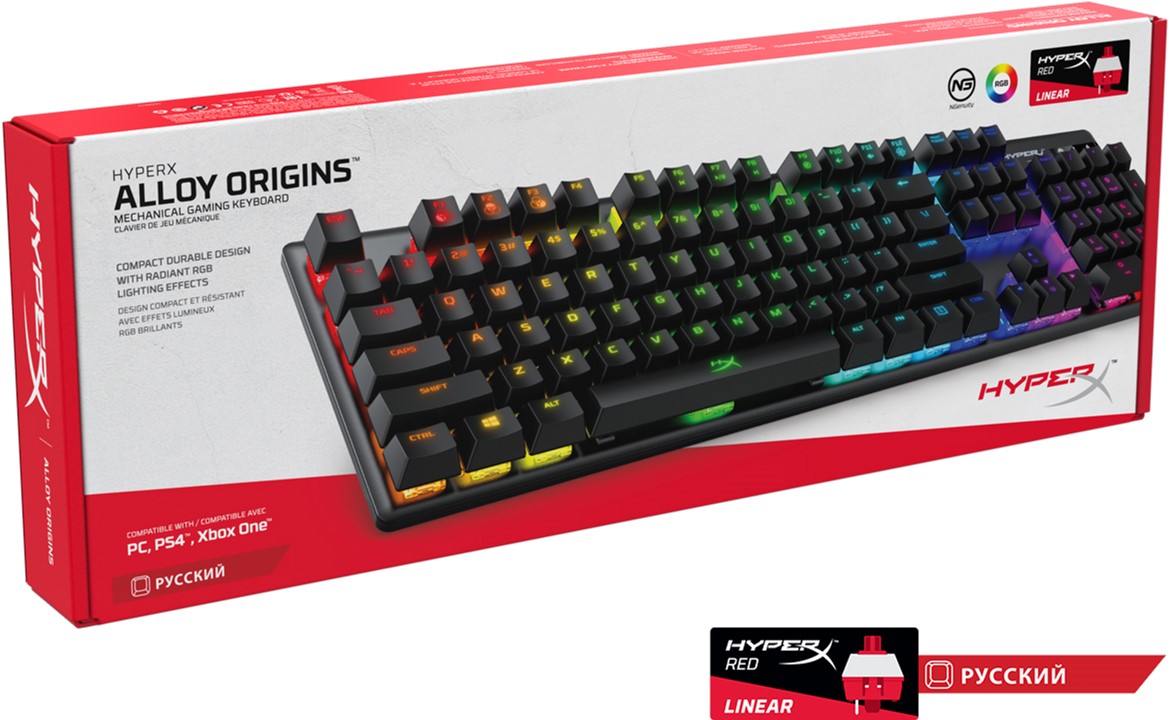 Tastatura HYPERX Alloy Origins RGB, HyperX Red key switch, [HX-KB6RDX-RU]